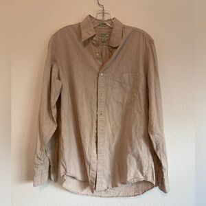 J. Crew Classic Beige Casual Button-Down Shirt small